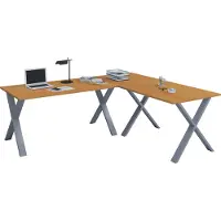 VCM Holz Schreibtisch | Eckschreibtisch schlicht | 190x130 | L Form links oder rechts | Arbeitstisch Platte 50 cm tief | Computertisch Büromöbel - Lona X
