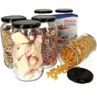MamboCat 6er Set Rundglas 1062 ml To 82 schwarzer Deckel incl. Diamant Gelierzauber Rezeptheft