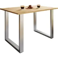 VCM Holzesstisch | H. 76 x B. 110 x T. 50 cm | hochwertiges und massives Fußgestell | Füße aus Eisen | Küchentisch - Xona U