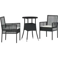 vidaXL Garten Essgruppe 3 stk. Schwarz Poly-Rattan