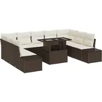 vidaXL Gartensofa-set 10 Stk. Braun Poly-Rattan