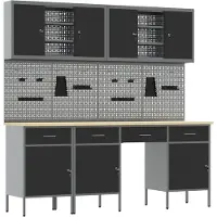 vidaXL Werkbank mit Speicher 10 pcs Schwarz Ingenieure Holz und Stahl
