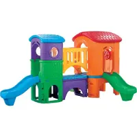 Step2 Clubhouse Climber Spielgerät mit 2 Rutschen | XXL Kunststoff Klettergerät mit Rutsche für Kinder | Kinderrutsche / Spielturm / Spielplatz