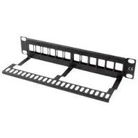 Lanberg PATCH PANEL EMPTY 12 PORT 1U 10 WITH ORGANIZER FOR KEYSTONE MODULES BLACK LANBERG
