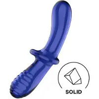Satisfyer Double Crystal - doppelseitiger Glasdildo (blau)