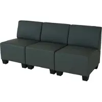 Mendler Modular 3-Sitzer Sofa Couch Lyon, Kunstleder dunkelgrau, ohne Armlehnen