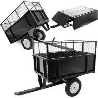 Wiltec Kippanhänger 166,5x77,5x106cm 300kg Rasentraktor Kipper Kippmulde Garten