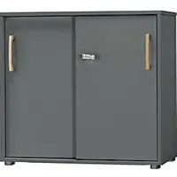Schäfer Shop Schiebetürenschrank Start Off Wood, 2 OH, abschließbar, Holz, B 800 x T 420 x H 788 mm, graphit