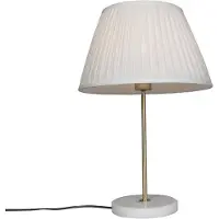 QAZQA Retro Tischlampe Messing mit Plissee Schirm Creme 35 cm - Kaso