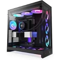 NZXT H9 Flow RGB+, Midi Tower, PC, Schwarz, ATX, EATX, micro ATX, Mini-ITX, Netz, SGCC, Gehärtetes Glas, Gaming