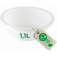 Novaliv Spülschüssel Rund 1,1L, D20 cm, Weiss, BPA-frei Spülmaschinenfest Ideal für Küche und Camping