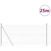 vidaXL Sechseckzaun mit Betonsockel 25 x 0,8 m Verzinkter Stahl Silber