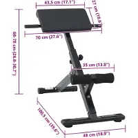vidaXL Hyperextensionsbank Schwarz 100,5 x 70 x 78 cm