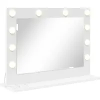 vidaXL Waschtischspiegel Weiß 60 x 45 x 18 cm Glas und furniertes Holz