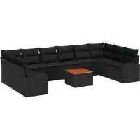 vidaXL Gartensofa-set 11 stk. Schwarz Poly-Rattan