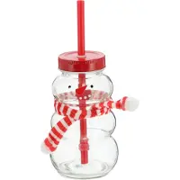 Novaliv Tasse Glühwein 260 ml Personalisierte Weihnachtstasse mit Trinkhalm - Schneemann als Glühwei