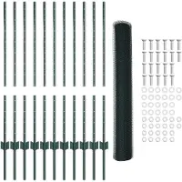 vidaXL Sechseckzaun mit Pfosten 25 x 1 m PVC-beschichteter Stahl Grün