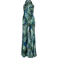 Apricot Druckkleid "Tropical Satin Kleid" mit Neckholder