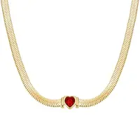 Rosefield JNSRG-J1004 Damen-Kette Snake Heart Choker Goldfarben Roter Kristall