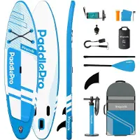 LifeGoods PaddlePro SUP Board Pro - Pro Set - Aufblasbares Paddle Board - Max. 150 KG - 320x81 cm - Sky Blue