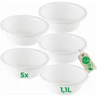 Novaliv 5x Spülschüssel Rund 1,1L, D20 cm, Weiss, BPA-frei Spülmaschinenfest Ideal für Küche und Camp