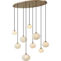 QAZQA - Art Deco Art-Deco-Hängelampe I Pendellampe I Pendelleuchte Gold I Messing mit Opalglas 9-flammig - Yani I Wohnzimmer I Schlafzimmer - Stahl Rund I Kugel I Kugelförmig - LED geeignet G9