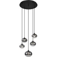 QAZQA Moderne Hängelampe schwarz mit Rauchglas - Jia