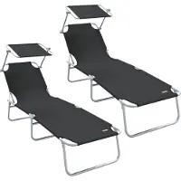 vidaXL Sonnenliege 2 stk. Polyester Schwarz