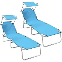 vidaXL Sonnenliege 2 Stk. Polyester Helles Blau