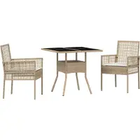 vidaXL Garten Essgruppe 3 Stk. Beige Poly-Rattan