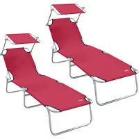 vidaXL Sonnenliege 2 stk. Polyester Rot