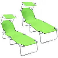 vidaXL Sonnenliege 2 pcs Grün 58 x 188 x 77cm Polyester