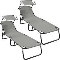 vidaXL Klappbare Sonnenliege 2 pcs Grau 190 x 57 x 81 cm Oxford