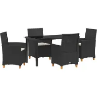 vidaXL Garten Essgruppe 5 Stk. Schwarz Poly-Rattan