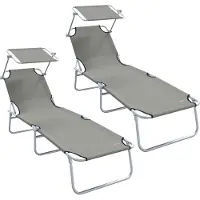vidaXL Sonnenliege 2 pcs Grau 58 x 188 x 77cm Polyester