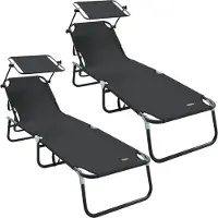 vidaXL Klappbare Sonnenliege 2 pcs Schwarz 190 x 57 x 81 cm Oxford