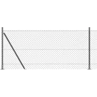 vidaXL Maschendrahtzaun mit Betonsockel 25 x 0,8 m Grau Netz