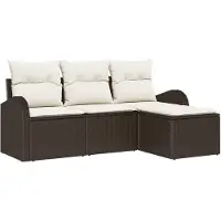 vidaXL Sofa Set 4 Stk. Braun und Weiß Poly-Rattan