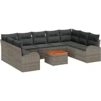 vidaXL Gartensofa-set 10 stk. Grau Poly-Rattan