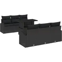vidaXL Gartensofa-set 7 stk. Schwarz Poly Rattan