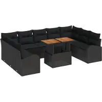 vidaXL Garten-Sofa-Set 10 stk. Schwarz Poly Rattan