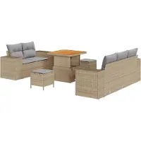 vidaXL Gartensofa-set 8 stk. 8-Sitzanzahl Beige und Hellgrau