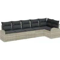 vidaXL Gartensofa-set 6 Stk. Hellgrau Poly-Rattan