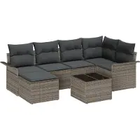 vidaXL Gartensofa-set 7 stk. Grau Poly-Rattan