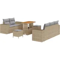 vidaXL Gartensofa-set 8 Stk. 8-Sitzanzahl Beige und Hellgrau