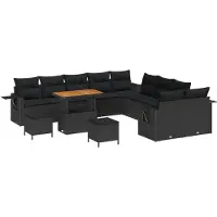 vidaXL Gartensofa-set 13 Stk. Schwarz Poly-Rattan