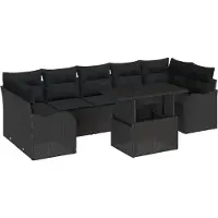 vidaXL Gartensofa-set 8 stk. 7-Sitzanzahl Schwarz Poly Rattan