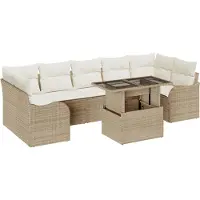vidaXL Gartensofa-set 8 stk. 7-Sitzanzahl Beige Poly Rattan
