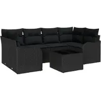 vidaXL Gartensofa-set Schwarz 55 x 55 x 37 cm Poly-Rattan