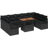 vidaXL Gartensofa-set 10 stk. 9-Sitzanzahl Schwarz und Braun